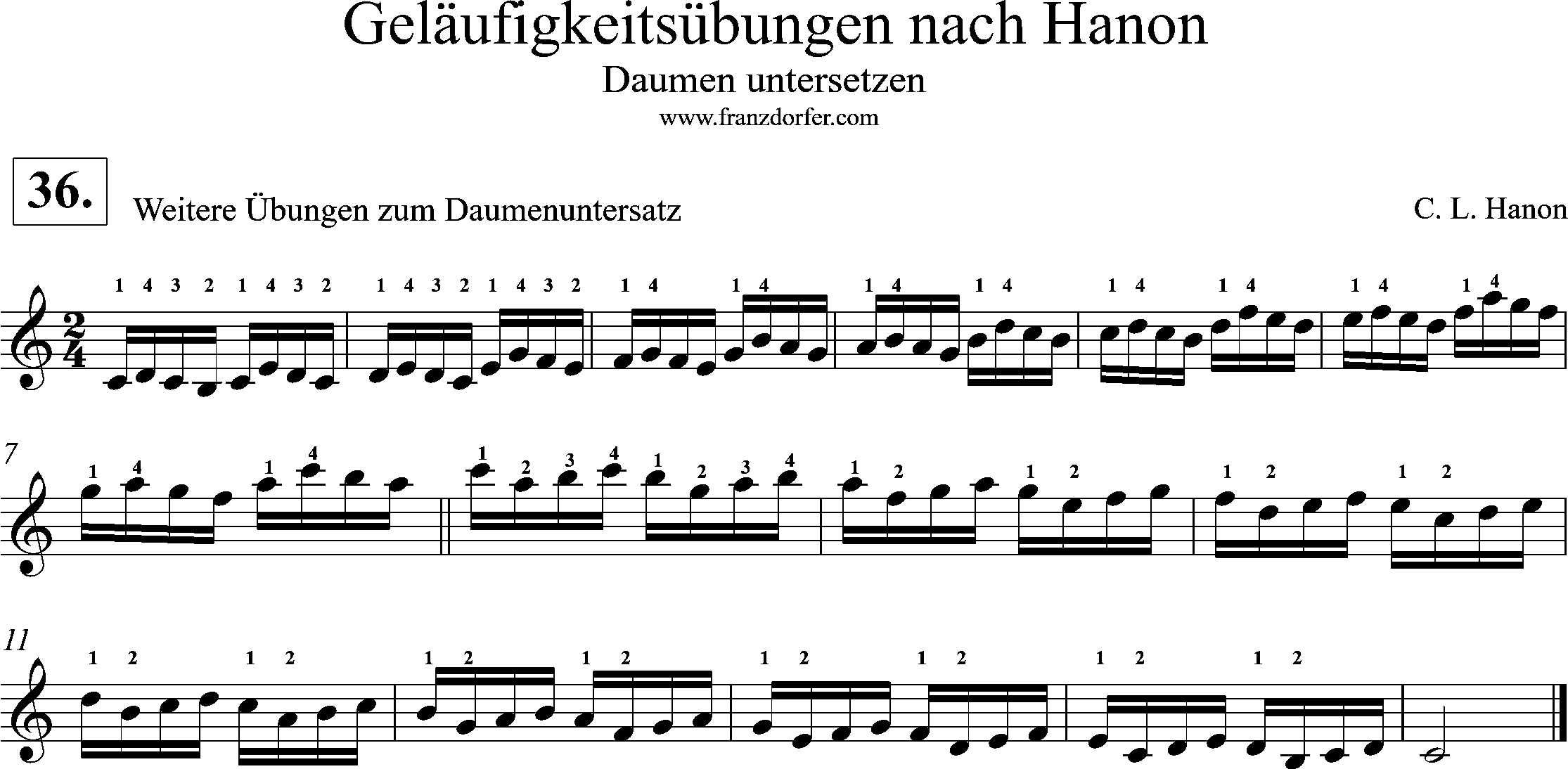 weiter Daumenunteratzübung Hanon 36